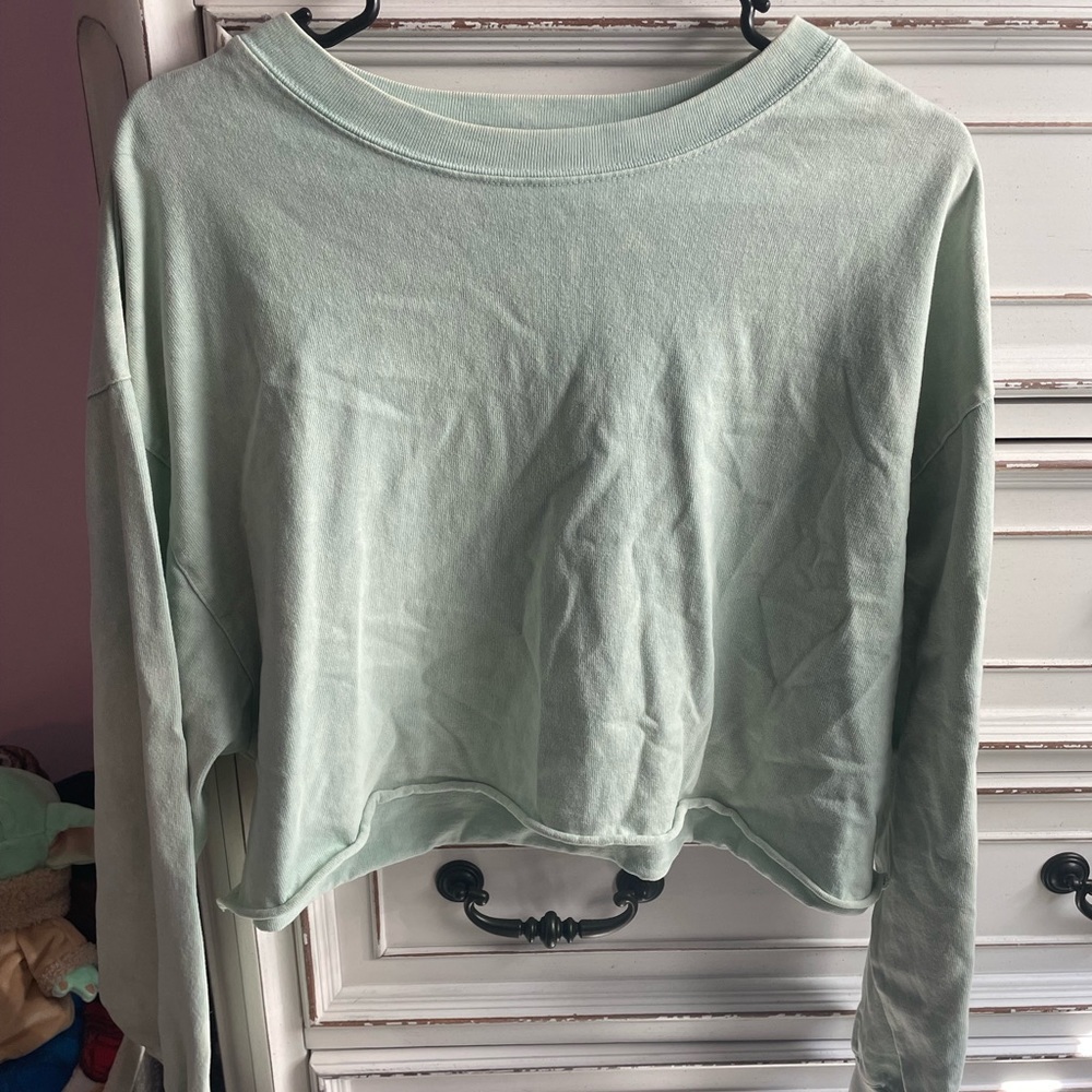 Light Green Long Sleeve Crop Top
